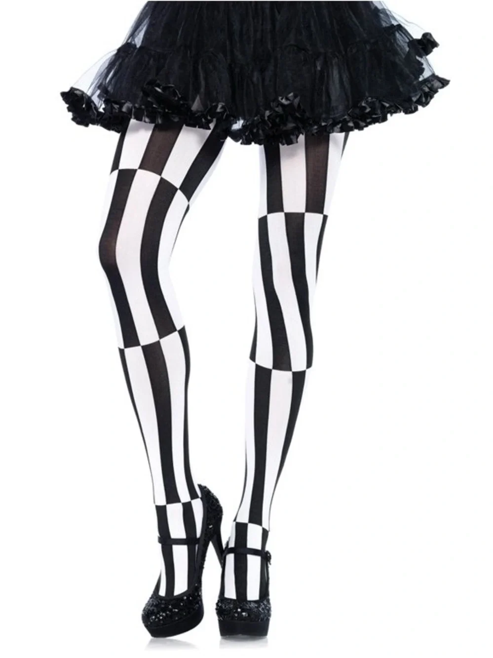 Brand New-Leg Avenue Black and White Striped Checker Tights